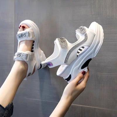 Модные летние сандалии для женщин 2024 года, увеличивающие рост, босоножки на танкетке с платформой «рыбий рот», римская обувь, повседневные кроссовки из искусственной кожи Zapatos