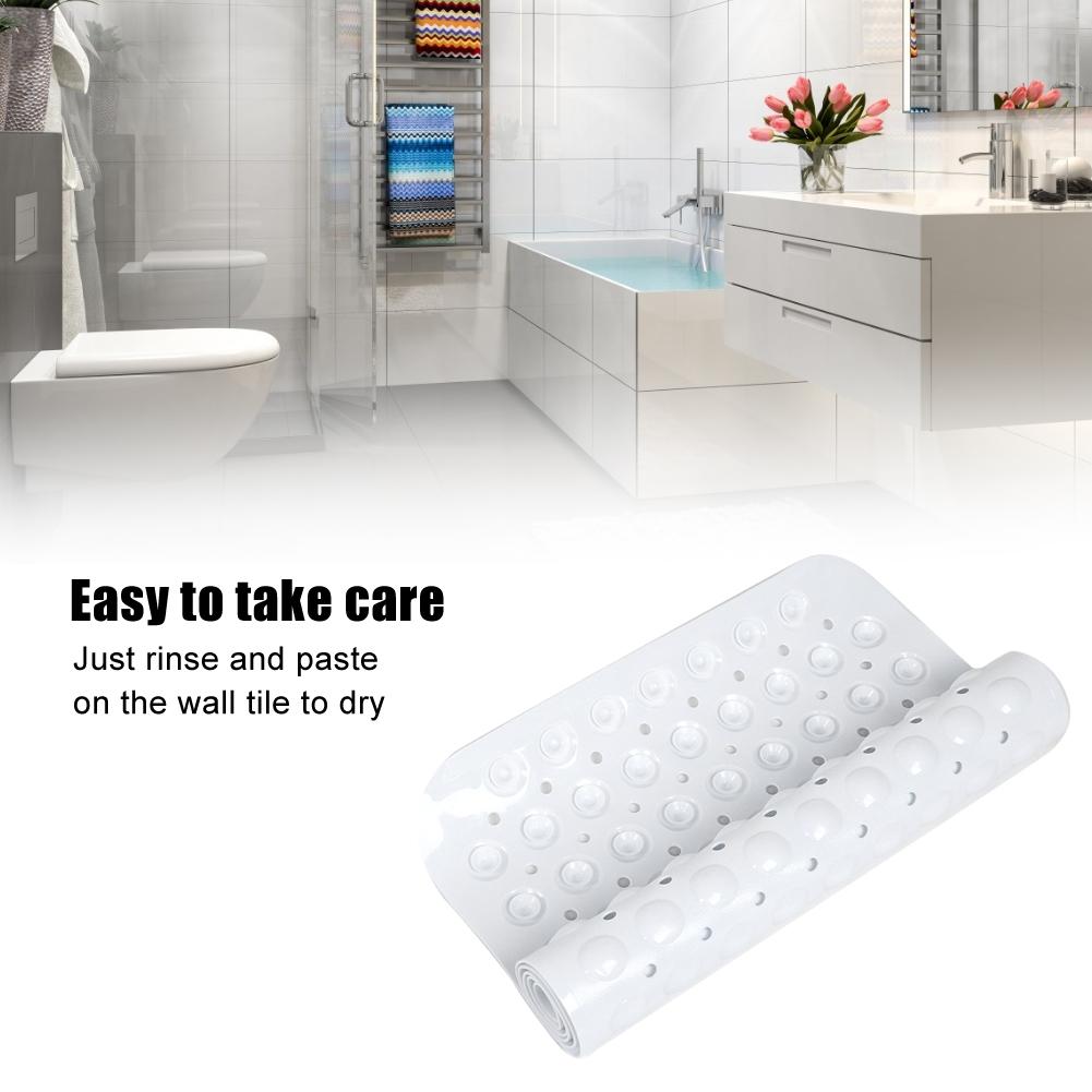 PVC Household Hotel Bathtub Shower Mat Slip Resistant Bathroom Floor Mat with Suction CupWhite 40.5x101cm