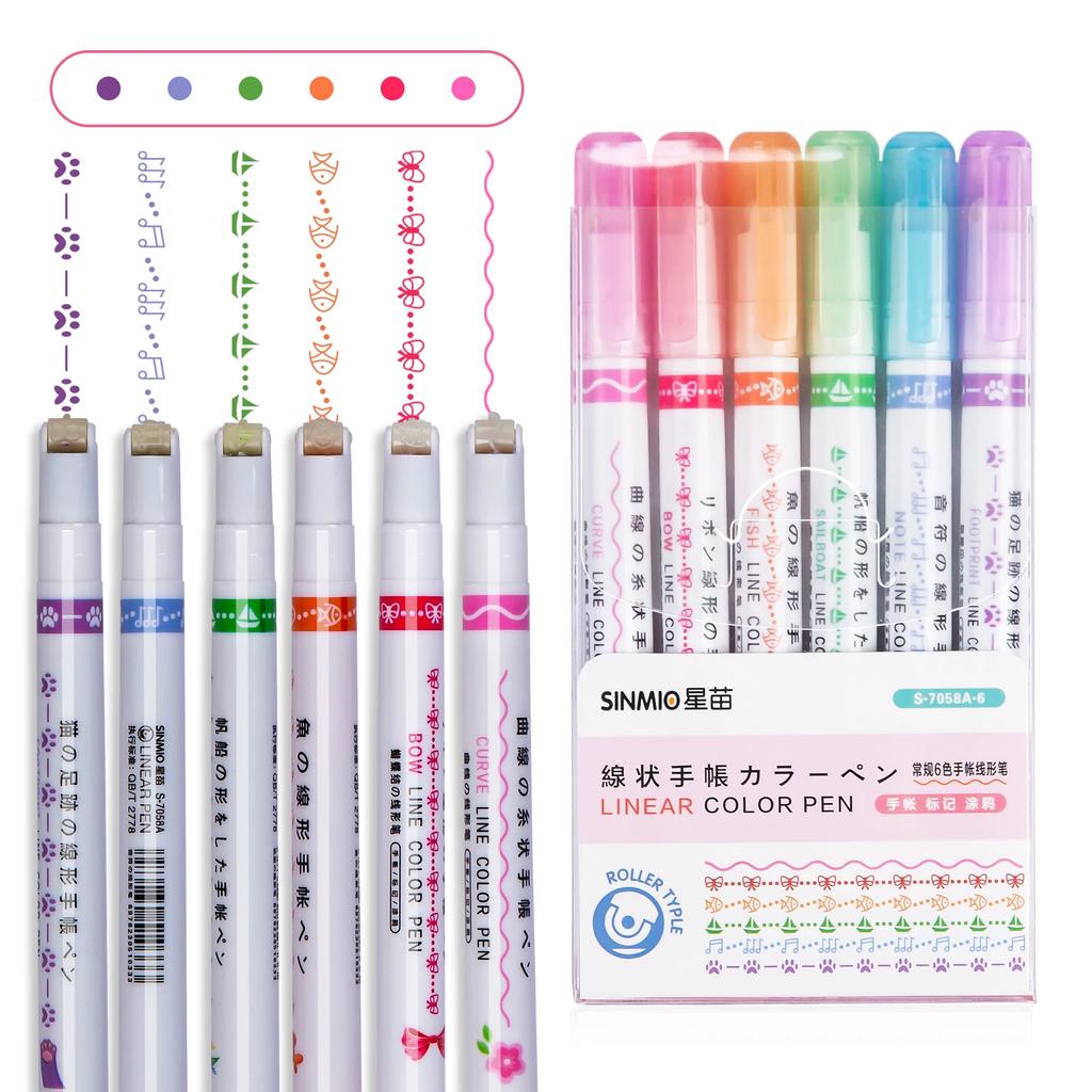 3 шт. Kawaii Flowers Line Shaped маркеры-маркеры с роликовым наконечником изогнутые линейные маркеры для письма канцелярские принадлежности для рисования