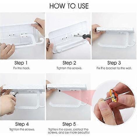 Wall Mounted Toilet Paper Holder, Toilet Paper Holder with Storage Shelf for Bathroom Toilet, White