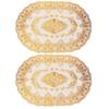 2 шт. ПВХ коврик для стола золотые салфетки подставки под чашки кухонные ресторан свадебные украшения овальные 01