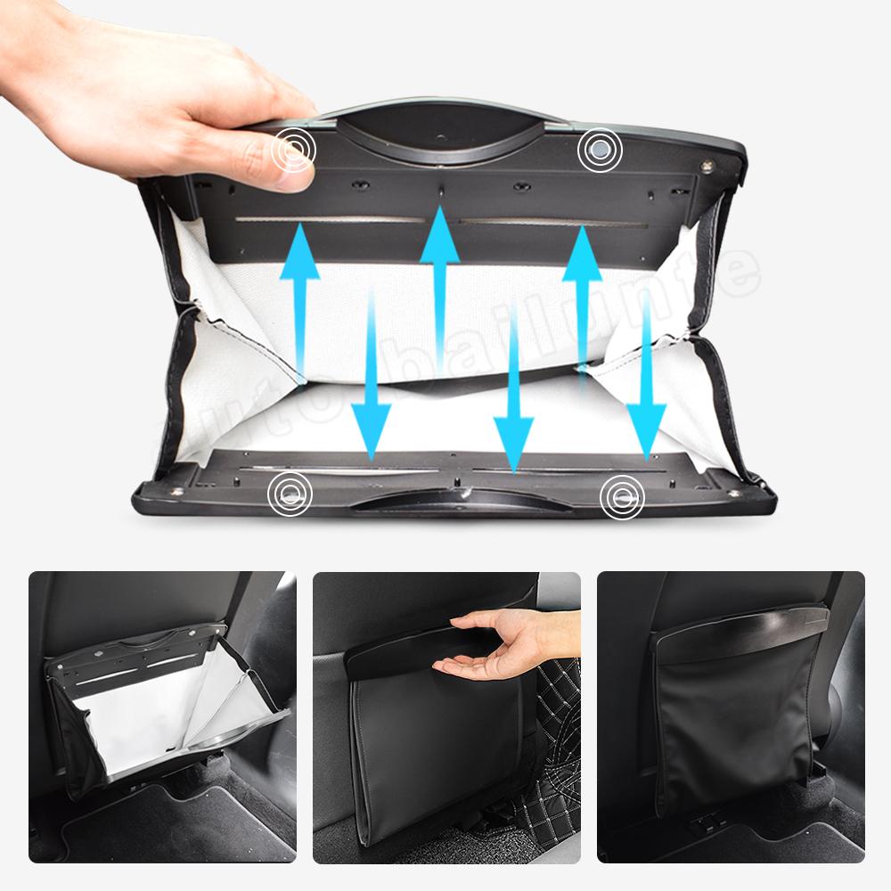 For Tesla Model 3 Model Y 2023 2022 - 2016 Car Garbage Bag Black Back Seat Waterproof Trash Bag Rubbish Cans Hanging