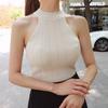 Summer New Style Korean Style Small Sexy Retro Korean Style College Half High Collar Dug Shoulder Halterneck Camisole Women's Trendy