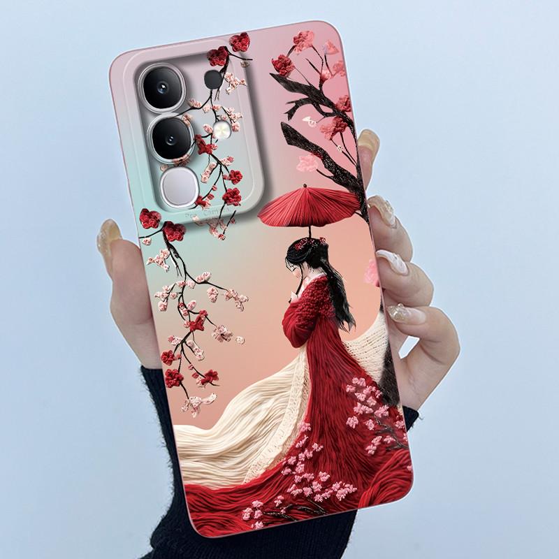 Чехол для телефона Vivo Y29 4G Модный Минимализм Масляная Живопись Цветок Мягкий Жидкий Силикон Задняя Крышка Для Vivo Y 29 4G Fundas