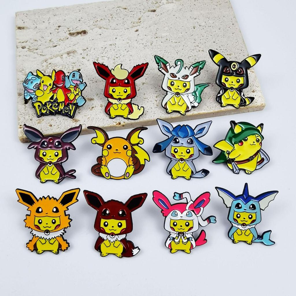 Pokémon Anime Merchandise: Cute Eevee Headband & Pikachu Brooch Backpack Badge