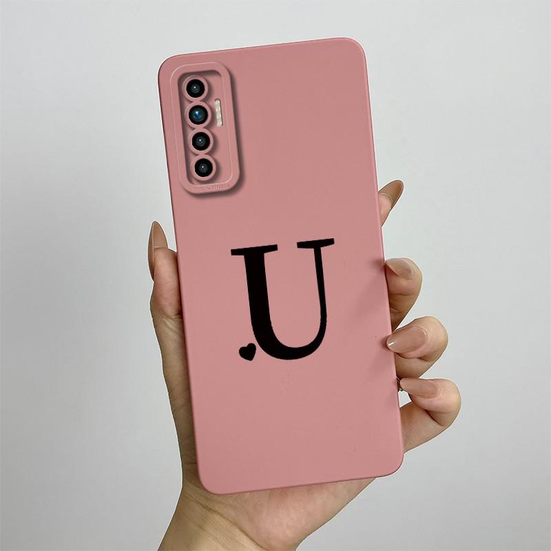 For Tecno Camon 17P 6GB 128GB Case 6.8 Inch Cute Initial Letters Soft Liquid Silicone Shockproof Funda For Tecno Camon 17P Cover