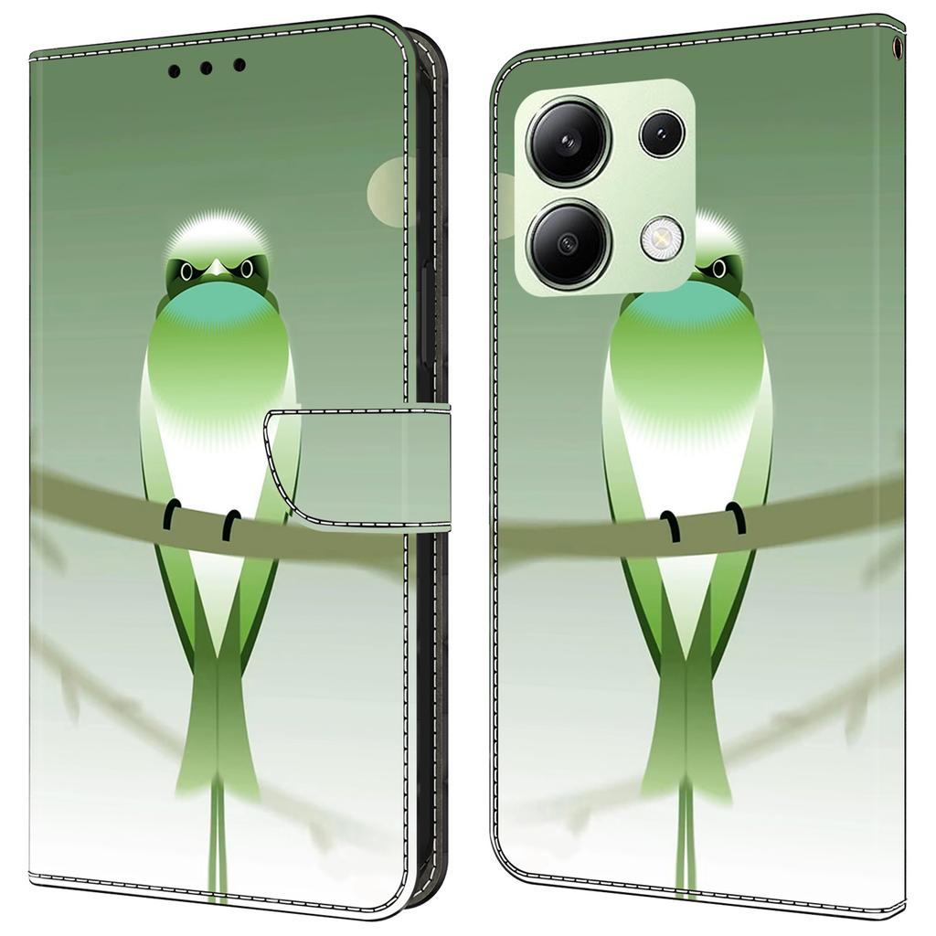 Для Xiaomi Redmi Note 13 4G кожаный чехол с принтом и бумажником-подставкой для телефона