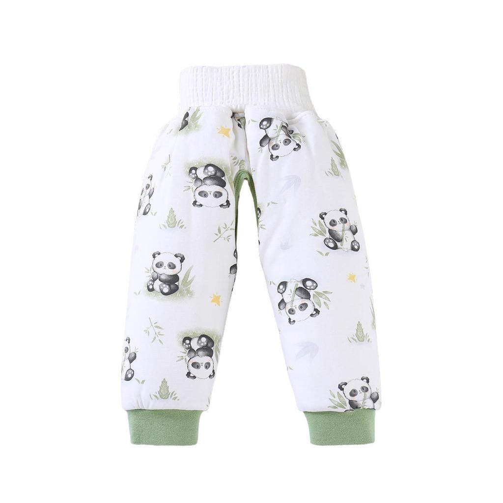 High Waist Baby Cotton Quilted Pants with Belly Protection – Mulberry Silk-Lined for Boys & Girls, Perfect for Autumn & Winter