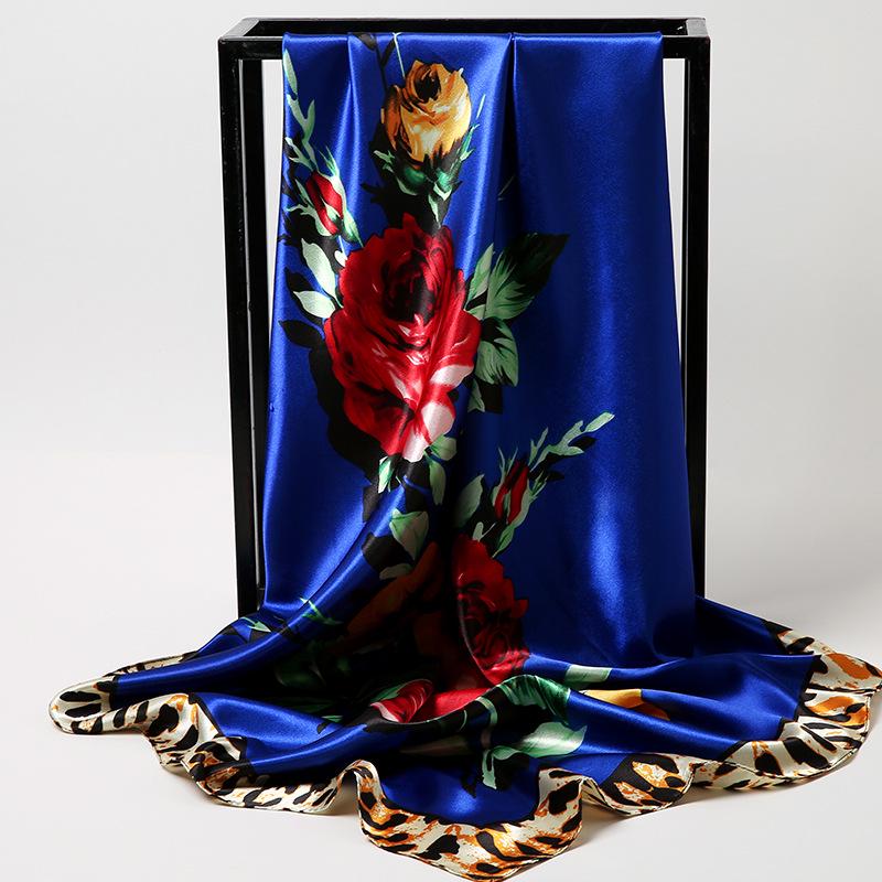 Korean Dongdaemun Cashew Flower Silk Scarf - Large Square, All-Match for Ladies