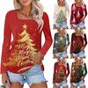 Women's Fashion Casual Long Sleeve Christmas Tree Printed T-Shirt Top