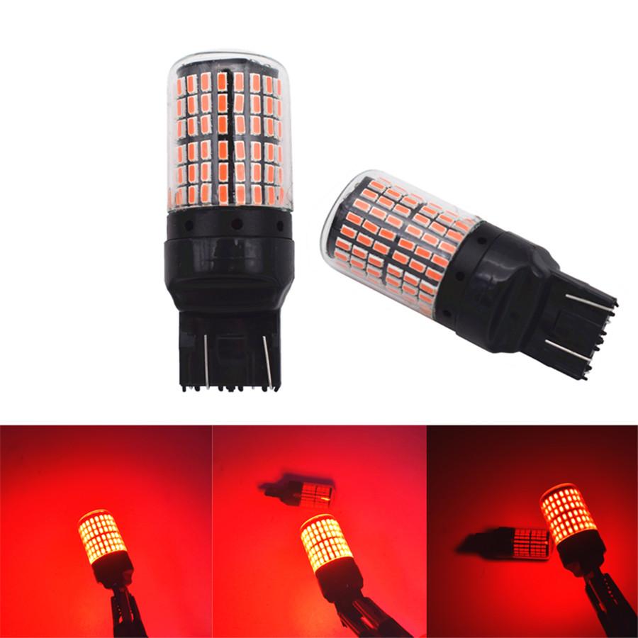 2pcs T20 7443 3014 144SMD Red LED Canbus Taillight Flashing Strobe Blinking Rear Alert Safety Brake Stop Car Light