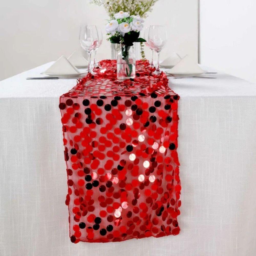 Sparkling Sequins Table Runner Fish Scale Glitters Table Cover Underwater Themed Parties