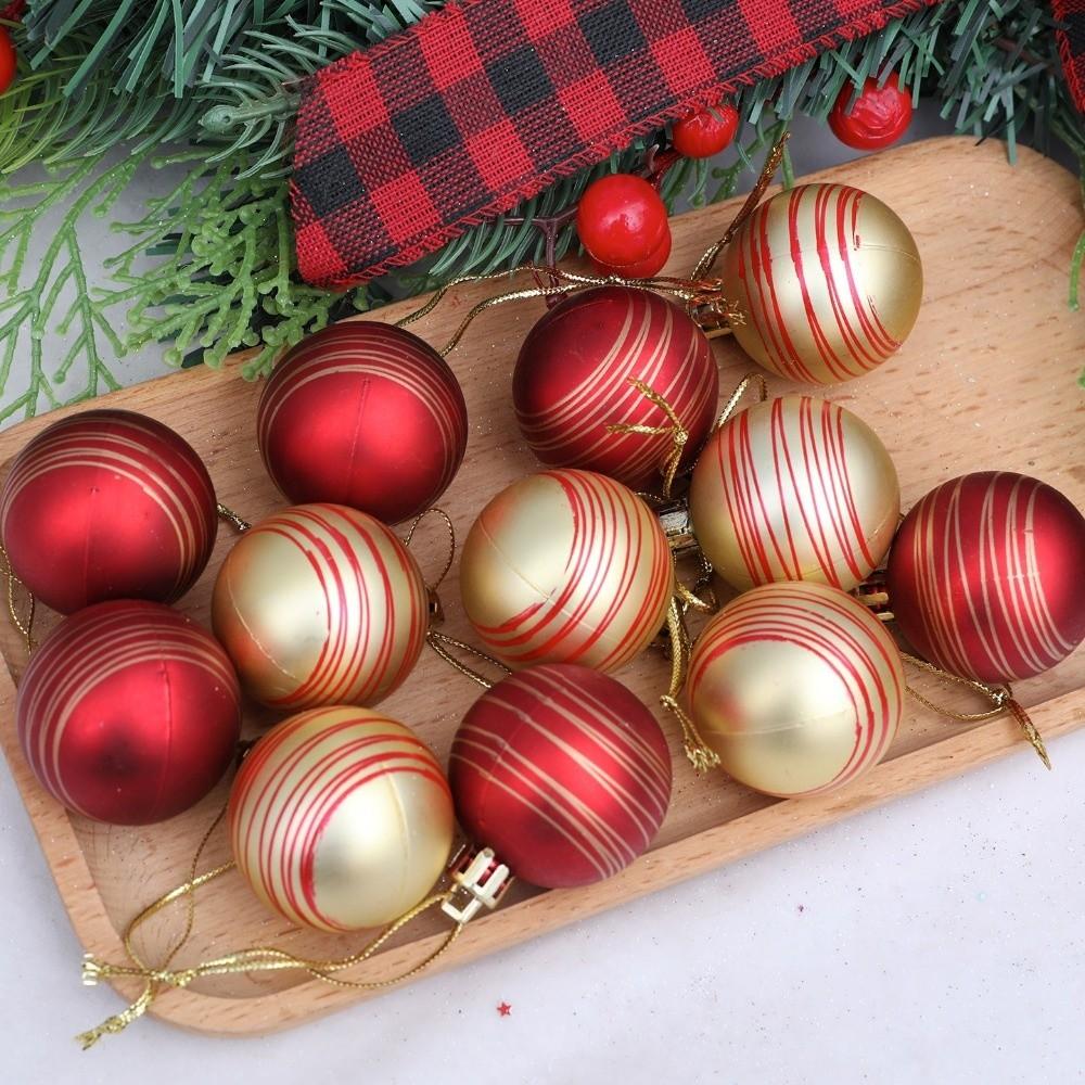 12PCS 6cm Christmas Ball Pendant Plastics Christmas Supplies New Xmas Tree Ornament  Merry Christmas
