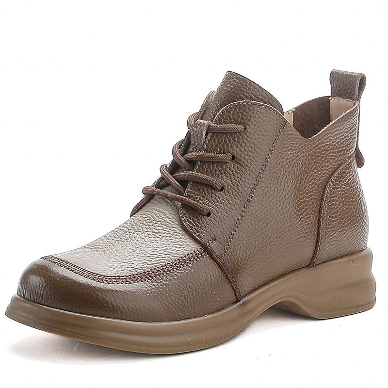 2025 г. Ботинки из натуральной коровьей кожи, женские оксфорды с меховой подкладкой, женские зимние короткие плюшевые ботильоны на шнуровке, водонепроницаемые зимние ботинки