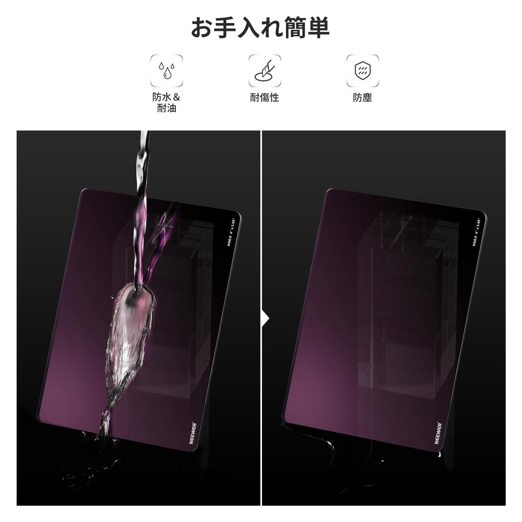 NEEWER Square Filter 2 Pieces Both Sides 30 Layer Nano Coating Nema Filter ND Filter Compatible for NEEWER Matte Box Tilta SmallRig ND0.9/1.8 (3/6