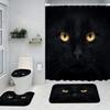 Набор шторки для душа «Черный кот» из 4 предметов, 2D плоская печать, перегородка для ванной, современное украшение для дома