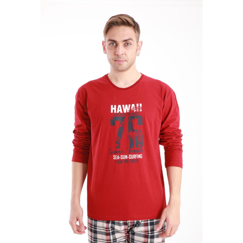 Мужской пижамный комплект с принтом и длинными рукавами 2170