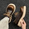 Leather Shoes Men's Big Head Upturned Head Niche Design Thick Sole Heightening Casual Derby Shoes Casual Trendy Shoes 9544-J