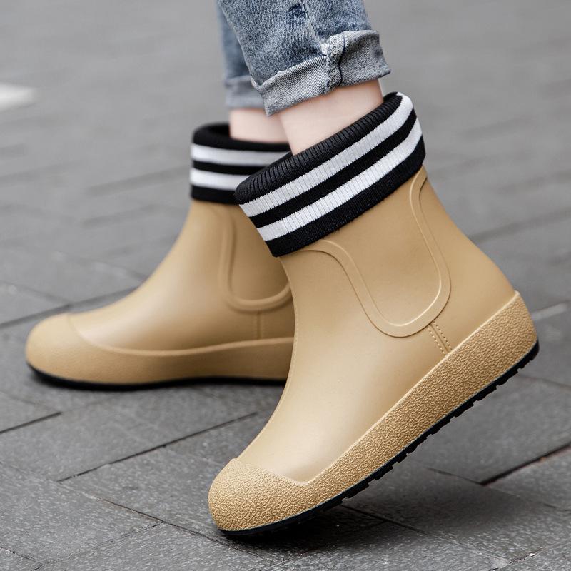 2025 новые уличные дождевые ботинки мужская верхняя одежда флисовые нескользящие резиновые сапоги женская мягкая подошва водонепроницаемая обувь износостойкая резиновая обувь tide