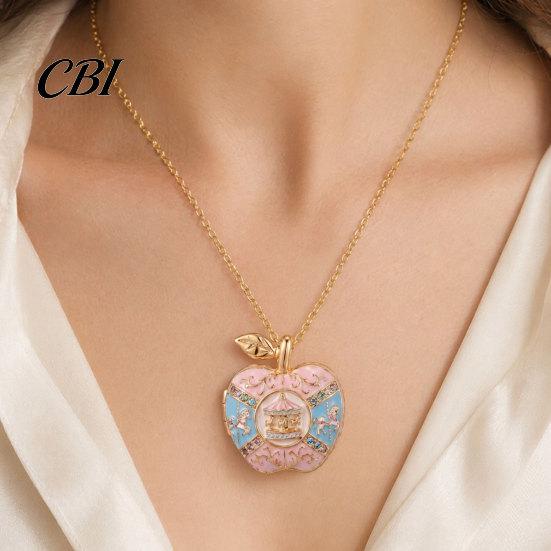 Delicate Pendant Jewelry Openable Fruit Charm Necklace, Treasure Box with Mini Non-fading Electroplated Figurine Inside, Elegant Necklace Gift