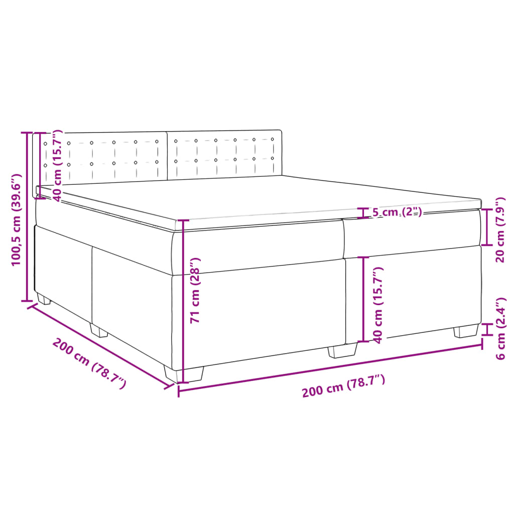 Box Spring Bed with Mattress Black 200x200 cm Faux Leather