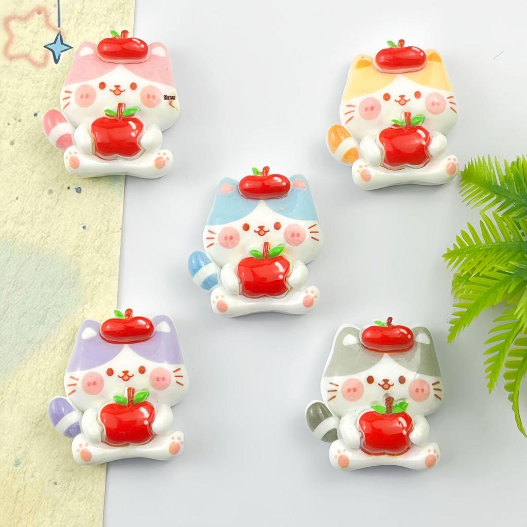 Мультяшные Фруктовые Котята из Смолы DIY Заколка для Волос, Брелок, Чехол для Телефона и Наклейки на Холодильник