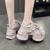 Модные осенние весенние массивные кроссовки женские на шнуровке на платформе спортивная обувь женская готические на толстой подошве на высоком каблуке женские 8 см клинья кроссовки