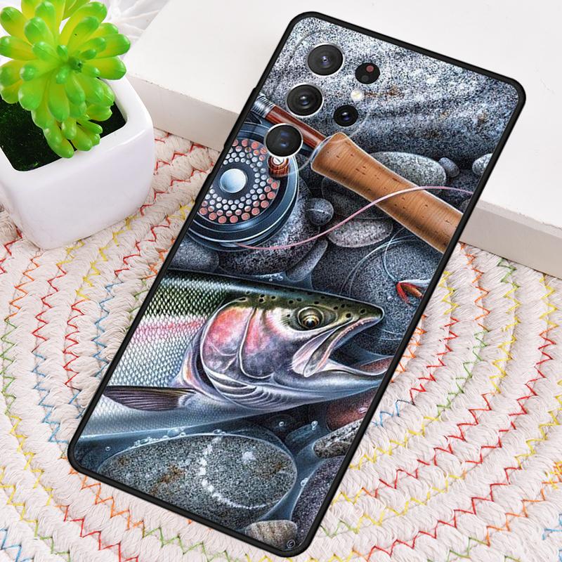 Чехол для телефона Samsung Galaxy note 10 pro S26 S25 S24 S23 S22 Ultra Plus S21 FE S20 из ТПУ с принтом 'Рыбалка на форель', противоударный