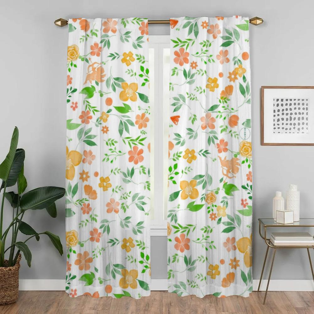 Элегантные шторы для гостиной, цветочная перегородка, украшение на Хэллоуин, занавеска для окна, тюль для спальни, шторы, 2 шт.