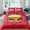 Hamburger Duvet Cover Meat Cheese Fast Food Theme Cartoon Hamburg Pattern Quilt Cover Bedroom Decoration for Children Boys Girls