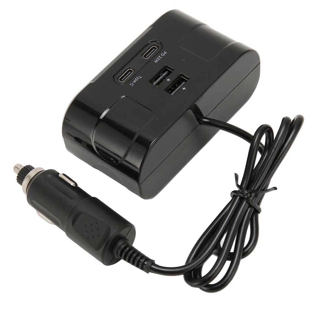 Car Cigarette Lighter Socket Splitter Multifunctional Over Voltage Protection USB Type C Output Port for Phones Tablets