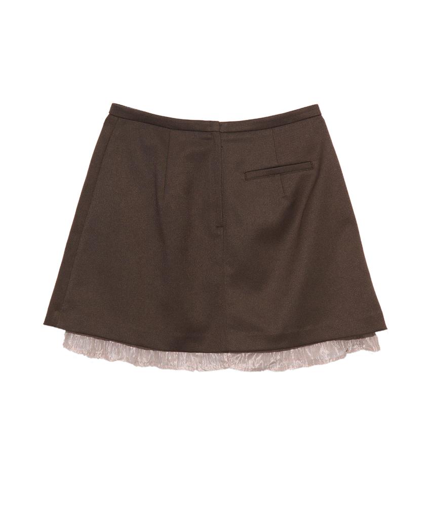 Gyeong Pleats Slit Skirt_Brown