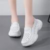 Модные женские туфли на танкетке, женская обувь на платформе, повседневные белые мягкие туфли для медсестры, дышащие комфортные туфли-сникерсы на плоской подошве