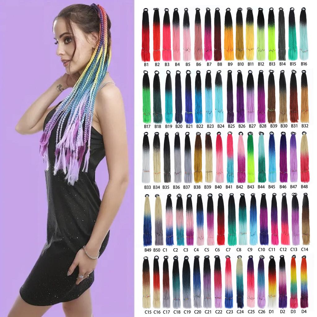 Синтетические цветные косички для наращивания волос резинки радужные косички парики аксессуары для женщин девочек вечеринка косплей праздничный наряд