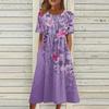 Women's Casual Dresses Printed Dresses Summer Dresses Printed Pleated Round Neck Midi Dresses Basic Classic Outdoor Daily Short Sleeve Loose Dresses