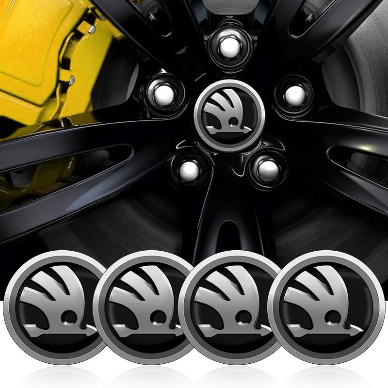 DDWO5 56MM Car Wheel Center Hub Cap Logo Stickers Rim Emblem Car Styling For Skoda Sharp Sharp crystal Sharp Rapid speed Pye Di trunk