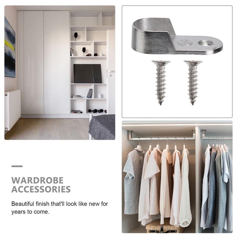 Oval Closet Rod End Supports Furniture Accessories Wardrobe Tube Support Bracket Clothes Hanging Rod Holder Clothes Tube Support