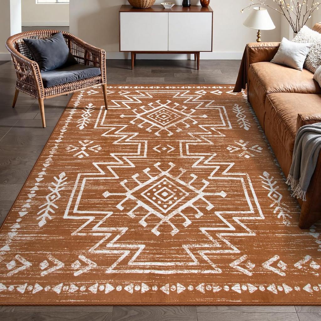Vintage Aztec Tribal Area Rug Black White Geometric Totem Floor Mat Bohemian Ethnic Carpet for Living Room Bedroom Home Decor
