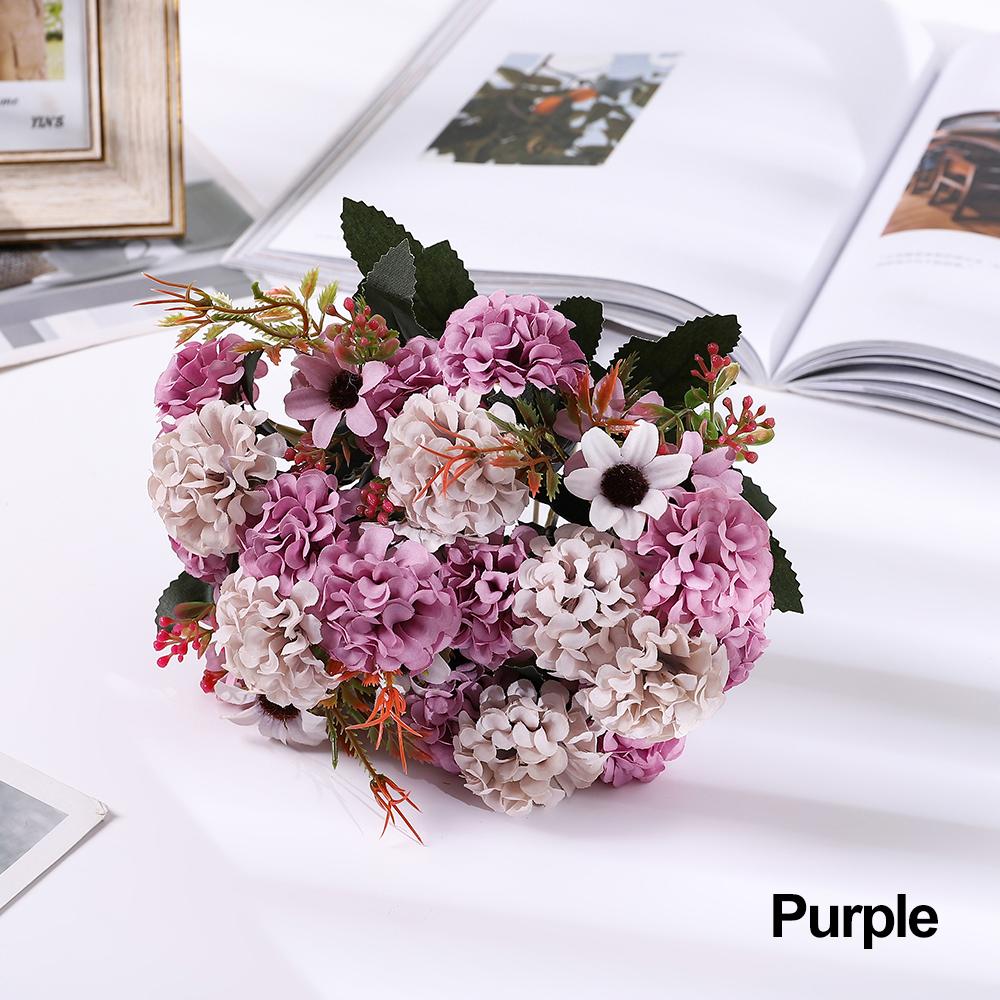 Украшение дома, товары для вечеринок, цветочная композиция, реалистичные растения, шелковая ромашка, искусственная гортензия