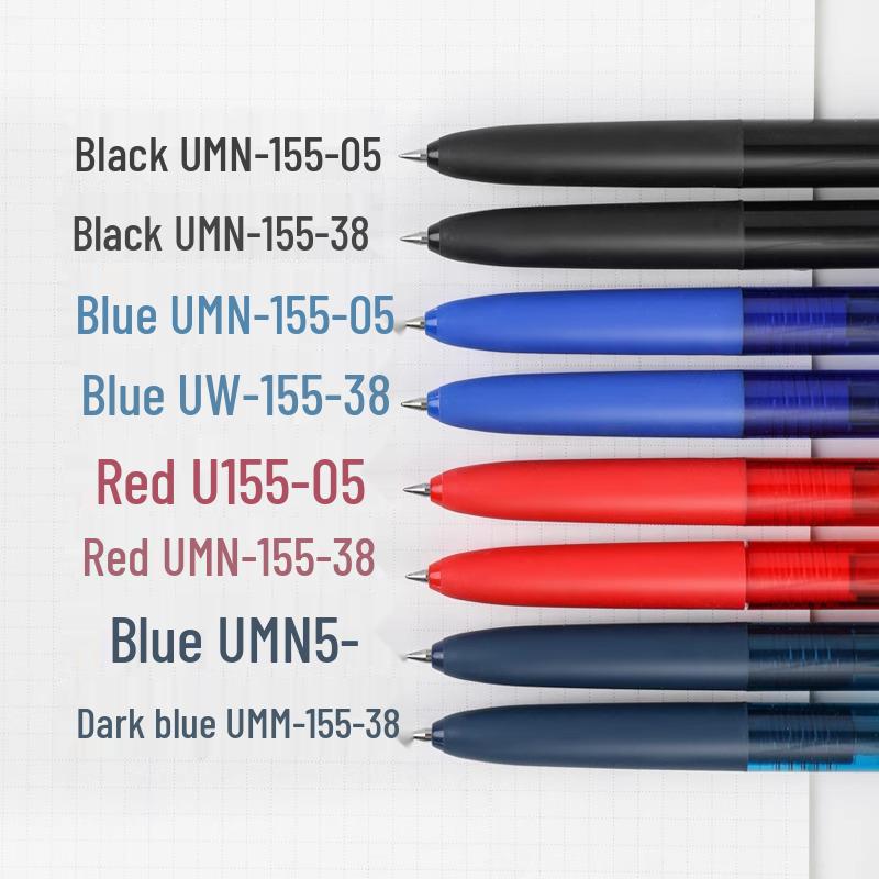 Гелевая ручка UNI Mitsubishi Signo UMN155, нажимной механизм, низкое трение, на водной основе, сменный стержень K6, идеально для экзаменов.