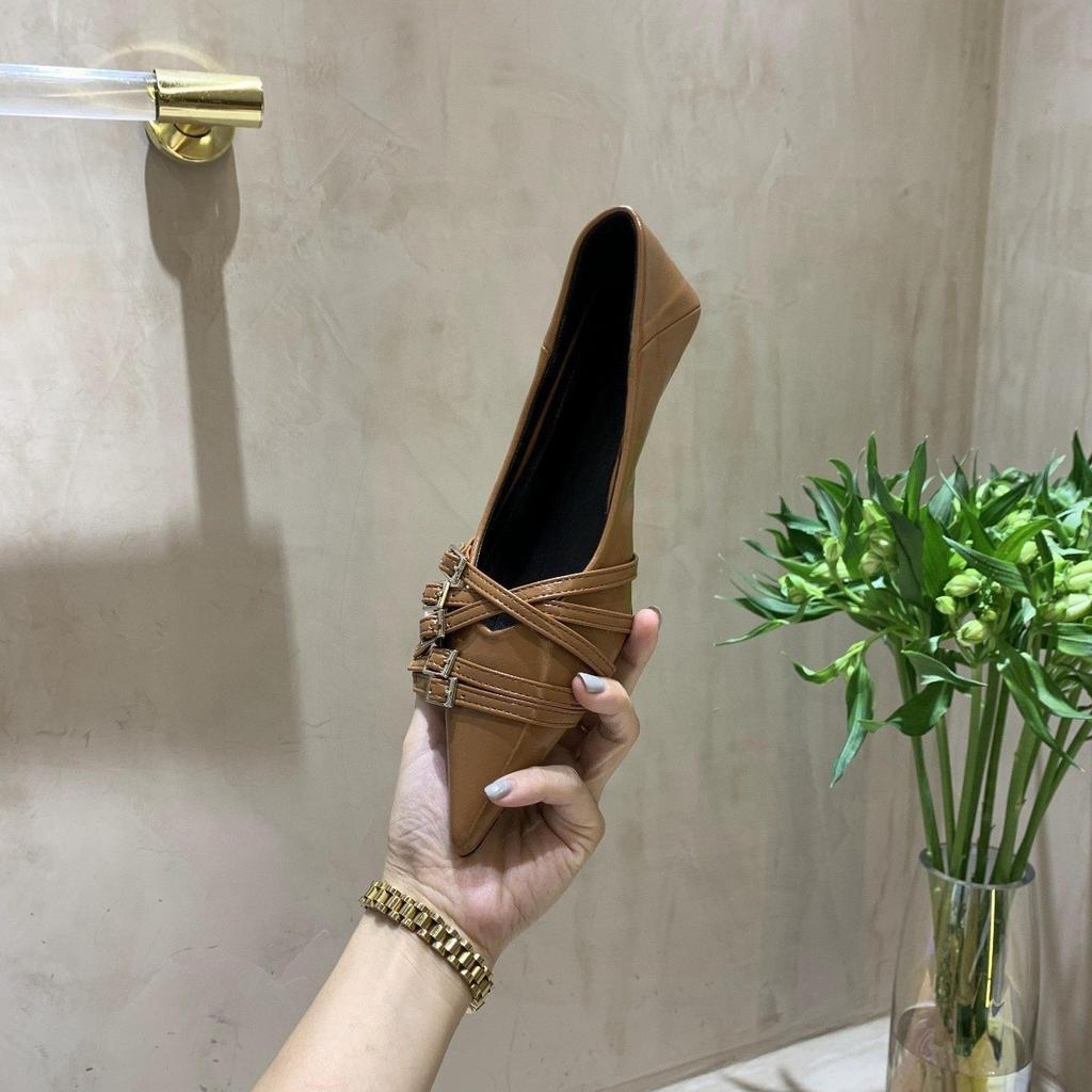 Kitten Heel High Heels Women's Summer 2025 New Shallow Mouth Pointed Head Low Heel Soft Leather Work Professional Single Shoes