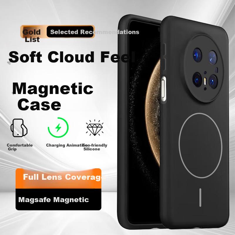 Cocolili Huawei Mate70 Pro Case Full-Coverage Ultra-Thin Liquid Skin Magnetic Silicone Shockproof Protective Cover Graphite Black