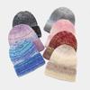 Tie-dye Knitted Hat Women's Versatile Wool Hat Fashion Autumn and Winter Gradual Change Pullover Knitted Hat Colorful Warm Hat Cold Hat