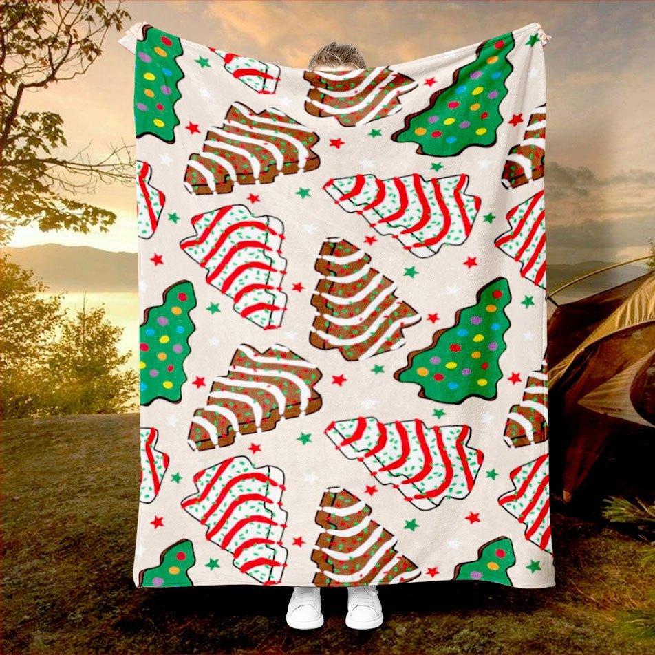 1pc Christmas Blanket, Featuring a Red Tree with Stockings And Candy Motifs. Snowman Design in Popular Minimalist Style - Essential for Autumn Winter