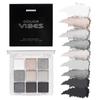 Dark Punk Smoky Nine-color Eyeshadow Palette Black and White Gray Metallic Pearlescent Matte Silver Party Stage Makeup