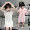 Girls Summer Ice Silk Short Sleeve Cartoon Nightgown Lightweight Pajama Dress for Toddlers and Kids