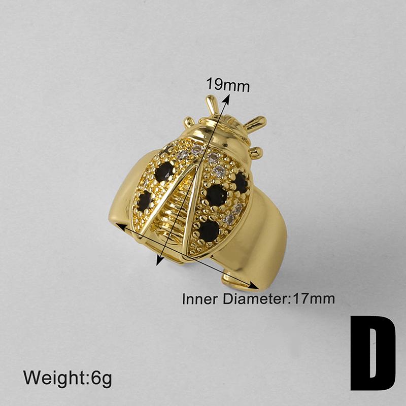 Простые кольца-заявления с пчелой для женщин, медные, с золотым покрытием, кольцо с открытым широким ободком в виде жука-насекомого, ювелирные изделия