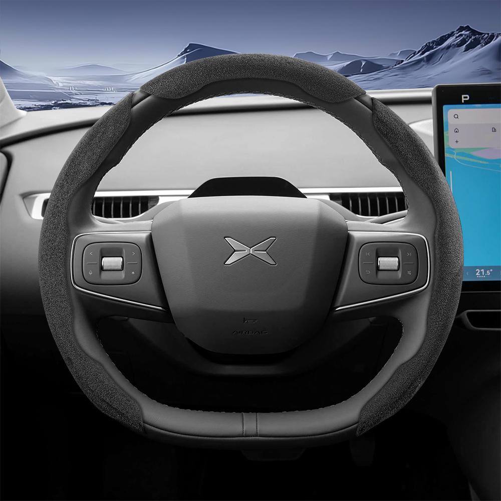 bpzsw1 Suitable for Xpeng Sports Suede Steering Wheel Cover, Split Snap-On Style, Non-Slip and Durable, for Models Such as G6, G9, P7, P7+, X9, G3,
