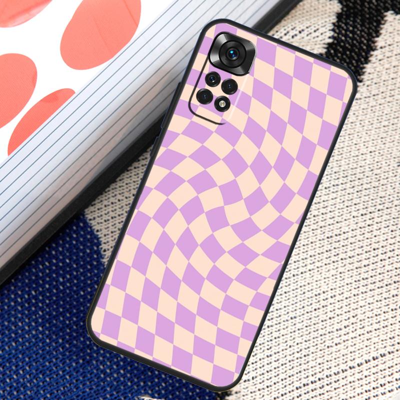 Чехол с шахматным узором горчичного цвета для Xiaomi Redmi Note 8 9 10 11 12 Pro 8T 9S 10S 11S Redmi 12C 9C 9T 10A 10C