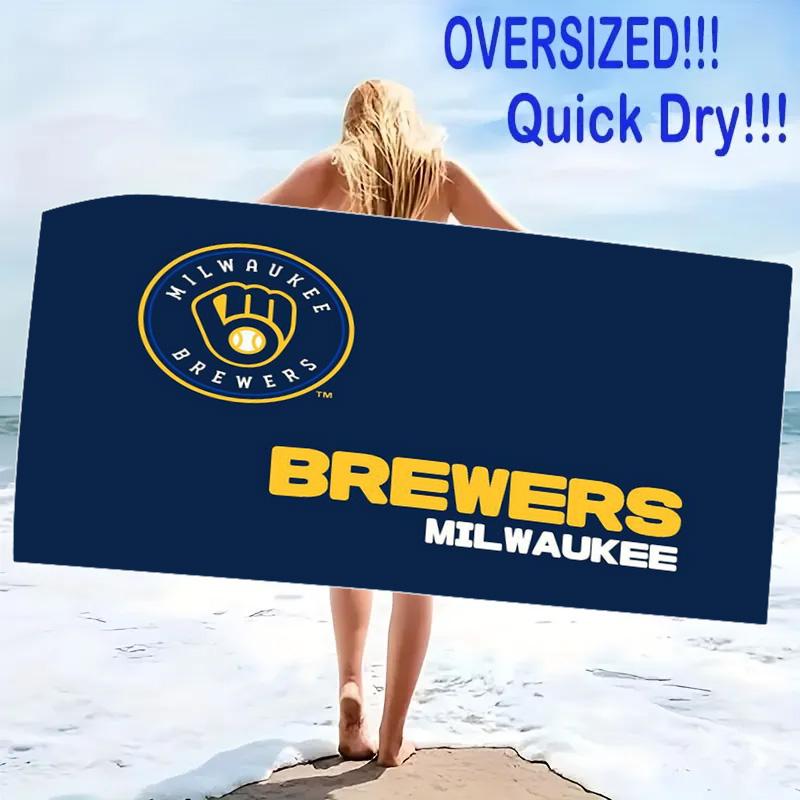 Milwaukee Brewers Logo Print Beach Towel, Large Soft Quick Dry Towel for Beach Camping Swimming